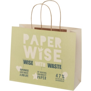 Sac en papier fabriqué à partir de déchets agricoles 150 g/m2avec poignées torsadées, grande taille
