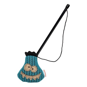 Peluche monstre pour chat avec canne à pêche