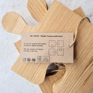 set de 4 planches à découper puzzle 100% FSC chêne (Stock)