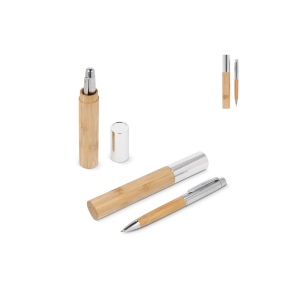 Stylo-bille en métal bambou dans un tube