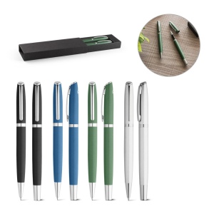 RE-LANDO-SET. Set rollet et stylo bille avec corps en aluminium 100% recyclé