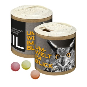 Boîte cartonnée publicitaire avec bonbons aux fruits XS Kalfany, 85g
