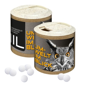 Boîte cartonnée publicitaire avec pastilles à la menthe, 72g