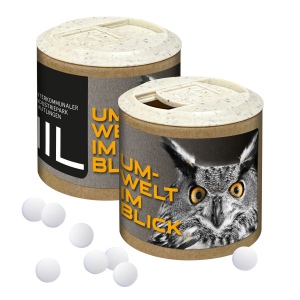 Boîte cartonnée publicitaire avec pastilles à la menthe Stévia*, 72g