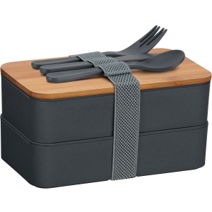 Boîte à repas écologique double avec planche à découper en bambou et couverts
