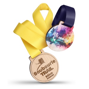 Médaille bois -70mm- made in france - PUHT quadri 1 face