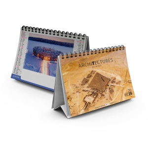 Chevalet standard 7 feuillets architectures du monde 2025 marquage quadri - avec plaque feuillets repositionnables