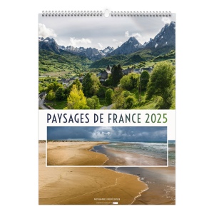 Illustre paysages de france 2025 - 7 feuillets - xxl 300x420 mm - reliure spirale - marquage quadri - page de garde repiquee