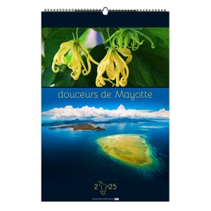 Illustre douceurs de mayotte  2025 - 7 feuillets - xxl 330x490 mm - reliure baguette - marquage quadri - page de garde repiquee