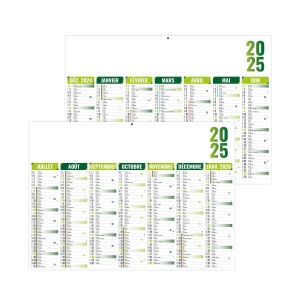 Florentin 2025 - vert - midi cc rigide ecomatiere - 430x335mm - pelliculage effacable - marquage 1 couleur - 1 trou en tete