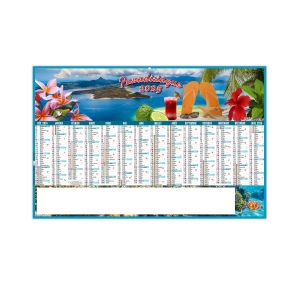 Paradisiaque 2025 - maxi cc rigide - 650x405mm - dos france routiere - pelliculage effacable - marquage quadri - 2 oeillets cordon
