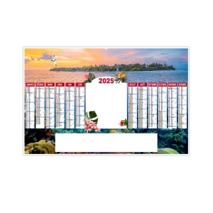 Tropic 2025 - maxi leger souple - 650x405mm - verso hebdomadaire - pelliculage effacable - marquage quadri - 1 trou en tete