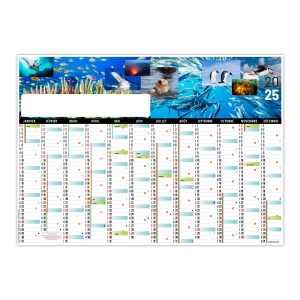 Planning planete oceans 2025 - xxl leger souple - marquage quadri