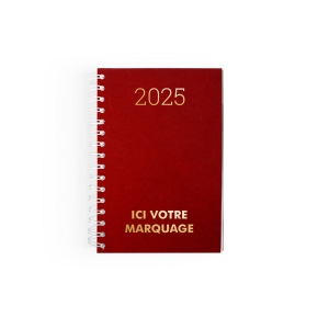 Agenda carre 1 jour spirale 2025 - 145x215mm - couverture verte transfert a chaud