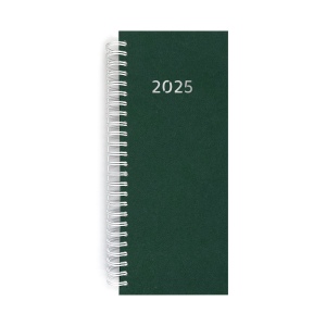 Agenda de caisse 2025 - 137x335mm - couverture bordeaux - dos double spirale blanche - transfert a chaud - 16 pages personnalisees en debut d'agenda