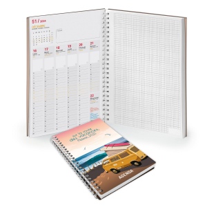 Agenda script book 2025 - 226x298 - spirale noire - couverture pelliculage mat - 1 feuillet personnalise