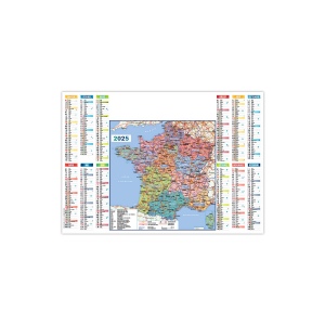 Sous-main smp 60 regions 2025 600x420mm plastifie encapsule