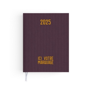 Semainier toile 2025 - 210x270mm - couverture kaki transfert a chaud 16 pages personnalisees en debut d'agenda
