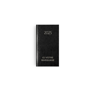 Mini paris 2025 - 90x165mm - couverture noire transfert a chaud 16 pages personnalisees en debut d'agenda