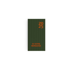 Mini harmonie 2025 - 90x165mm - couverture kaki transfert a chaud 16 pages personnalisees en debut d'agenda