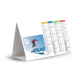 Chevalet de comptoir sur la route des vacances 2025 marquage quadri