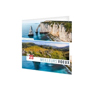 Carte de voeux france panoramique 2025  avec enveloppe - marquage quadri
