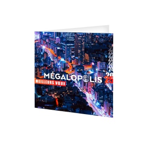 Carte de voeux megalopolis 2025 avec enveloppe - marquage quadri