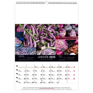 Calendrier mural couleurs marche 2025 marquage quadri