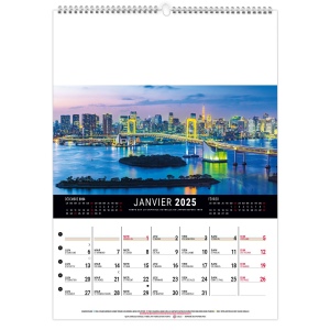 Calendrier mural megalopolis 2025 marquage quadri