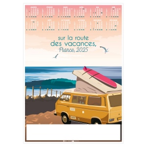 Poster sur la route des vacances 2025 - marquage quadri