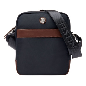 Sac reporter Button Marine & Marron