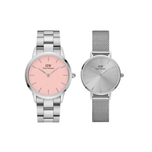 Montre Iconic Link Argent&Pastel-Rose D36 + Petite Unitone Argent D28