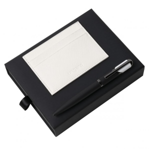 Parure Cosmo Blanc (stylo bille & porte-cartes)