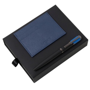 Parure Cosmo Bleu (stylo bille & porte-cartes)