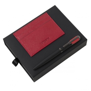 Parure Cosmo Rouge (stylo bille & porte-cartes)