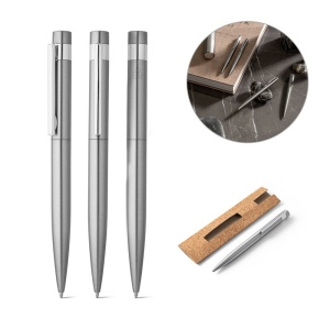 ALEXA. Stylo à bille en acier inoxydable recyclé à 53% avec clip