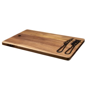 Set de planche et couteaux à fromage FSC 100% acacia (Stock)