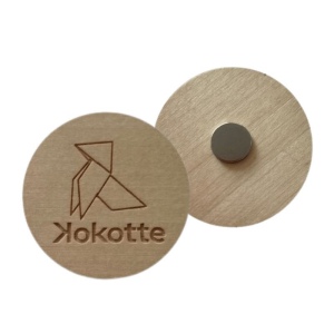 Magnet français - Rond 50 mm Plaqué bois