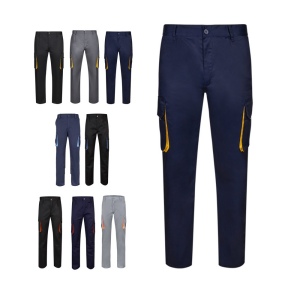VL HYPNOS. Pantalon sergé, bicolore, multipoches (200g/m²), en coton (35%) et polyester (65%)