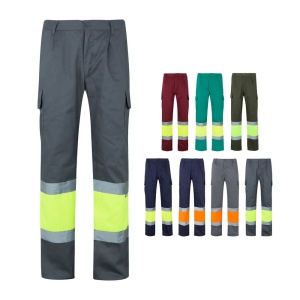 VL ATHENA. Pantalon bicolore en sergé (210g/m²), doublé, multi-poches, en coton (20%) et polyester (80%)
