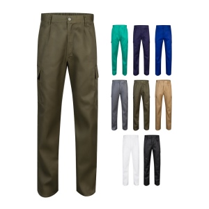 VL AINE. Pantalon sergé, multipoches (190g/m²), en coton (20%) et polyester (80%)