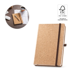HAWKINS A5. Carnet de notes A5 en liège avec pages blanches en matériau certifié FSC™ et autres matériaux contrôlés