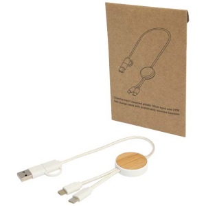 Câble 5 en 1 Chechia en plastique recyclé de 30 cm pour la synchronisation des données et la charge rapide de 27 W avec détails en bambou
