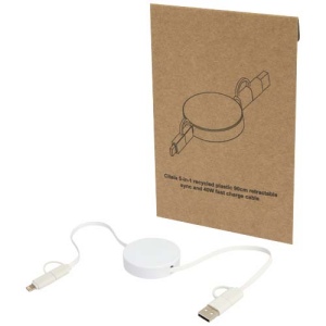 Câble rétractable 5 en 1 Citala en plastique recyclé de 90 cm pour la synchronisation des données et la charge rapide de 40 W