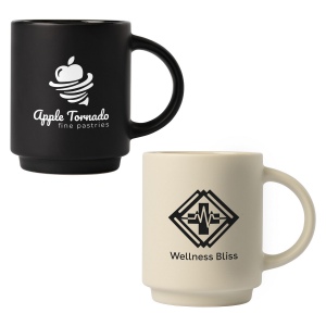Café Duo - 325 ml Ensemble tasse en céramique et planche en bambou (+Sérigraphie)