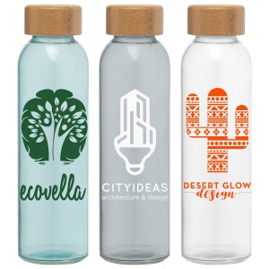 Alpine - 500 ml Bouteille en verre avec couvercle en bambou (+Sérigraphie)