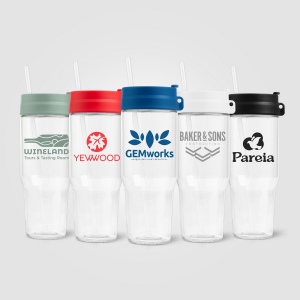 Gobelet Polar en verre recyclé à deux tons avec paille - 1 L (+Colour Jet)