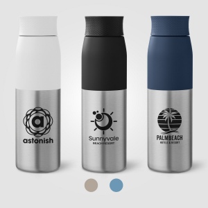 Bouteille Borealis à couvercle à torsion en acier inoxydable recyclé - 650 ml (+Gravure Laser)