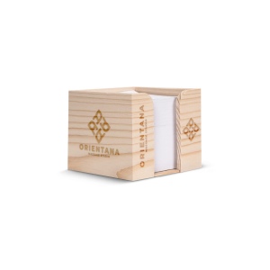 Bloc de papier 10x10x8.5cm FSC dans une boîte cubique en bois