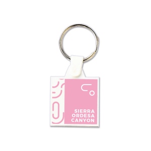 PORTE CLES PLASTIQUE SOUPLE CARRE 35x35 mm (anneau 25 mm)